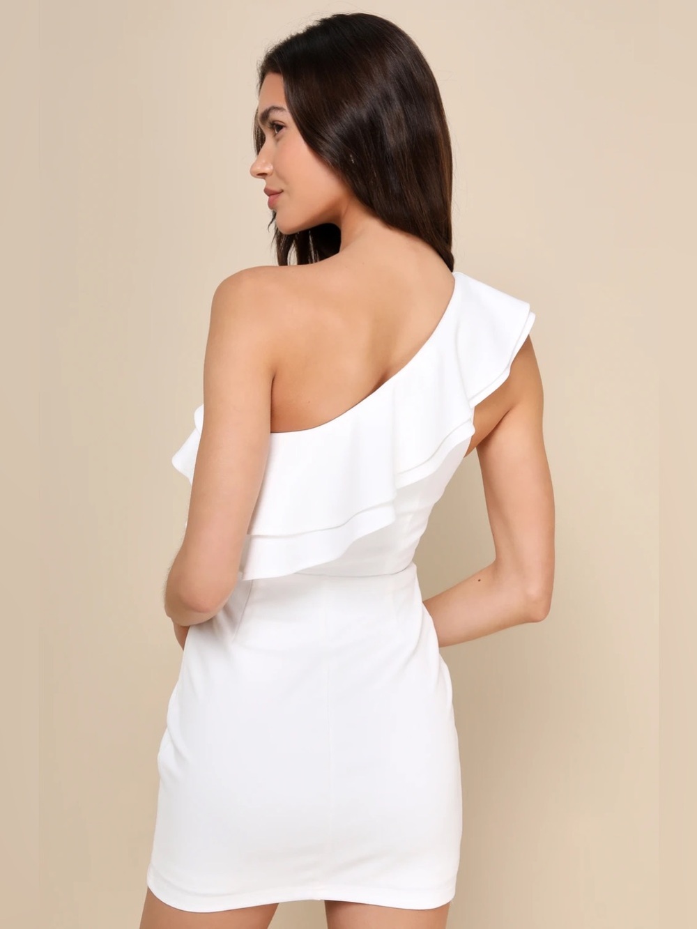 Lulus White Ruffle One Shoulder Dress - Picture 2 of 6